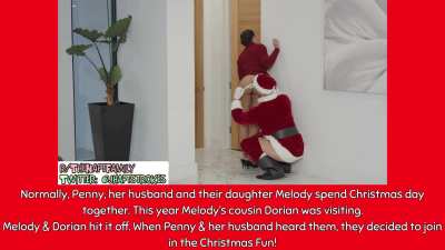 Cousin Dorian visits for Christmas and a family orgy insues