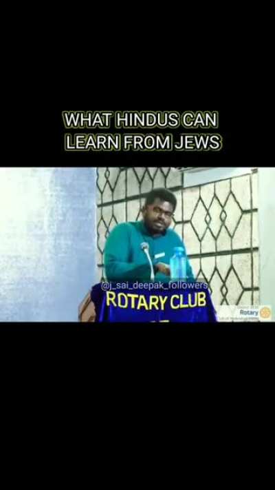 "What we can learn from the Jews." Speech by J Sai Deepak. Video taken from @j_sai_deepak_followers on Instagram.