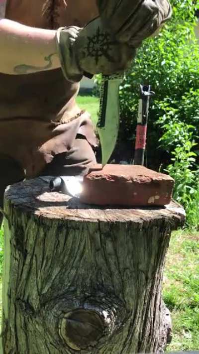 Leaving a trail of broken and damaged knives behind me over the years, I&rsquo;ve finally managed to create what I consider the toughest blade I&rsquo;ve ever made. Watch out for the brick.