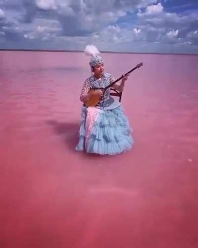 A dombra performance by a 23-year-old Kazakh musician in Lake K&ouml;beituz, a salt lake in Kazakhstan that turns pink every several years.