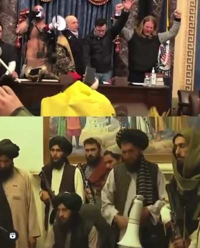 Two groups of right wing extremists pray in the capitals they invaded.