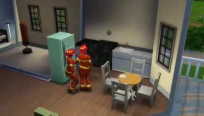 Firefighters came to extinguish the fire and started dancing after :D