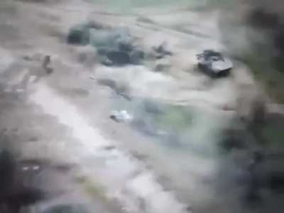 Ukrainian BMP-1 bluntly assaults russian positions near Kherson making prevailing forces flee, summer 2022