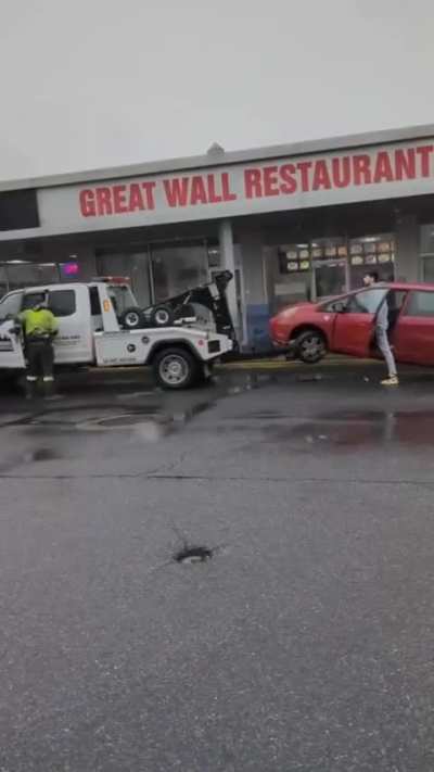 Guy freaking out about his car being repossessed punches the repo Man in the face. 