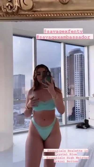 Showing off her aqua undies