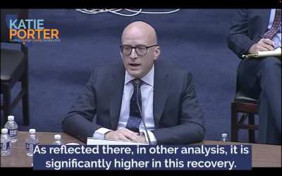 Video of a chart showing inflation is rising due to corporate profits and not because of people asking to be paid a living wage.