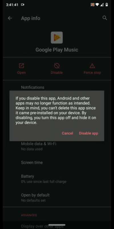 You can't uninstall Google Play Music, even though you can't even use it anymore.