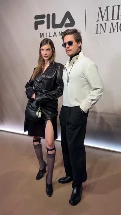Barbara and Dylan Sprouse attend the Fila Fashion Show during the Milan Womenswear Fall/Winter 2026/2027 Fashion Week | Tiktok March 2026