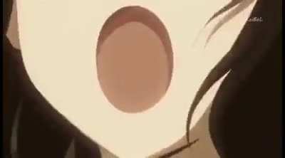 Cute anime girl sneezes.