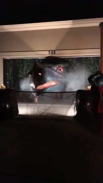 Garage becomes a dragon lair for Halloween