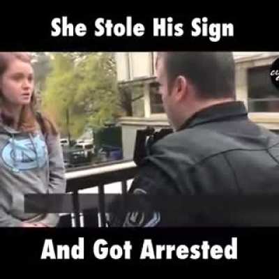 Steals someone&rsquo;s sign then is surprised by arrest