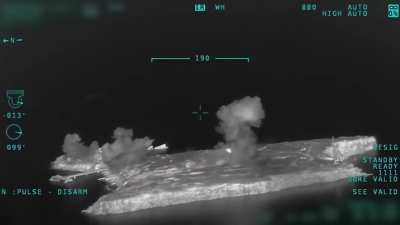 ua pov Upscaled and 60fps interpolated video of the May 2022 SU-27 strike on Snake Island. These were Ukrainian jets bombing Russian positions.