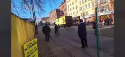 Member of danish racist political party &ldquo;stram kurs&rdquo; gets smacked in the mouth, for burning the Quran in public