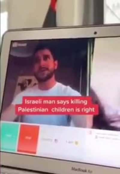 An Israeli man casually justifying the murder of innocent Palestinian children saying it prevent them from becoming "terrorists" in the future.