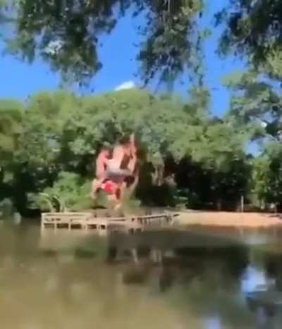 “What if we all jumped on together?” “Mike, you’re a genius! Darrel get the camera out!”