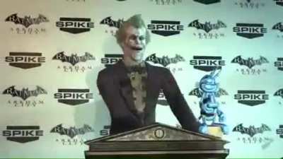 I found this Old video of Joker&rsquo;s Acceptance speech for Arkham City at the VGA in 2011.