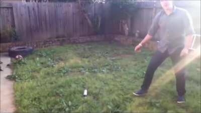 WCGW Throwing a knife into a spray paint can