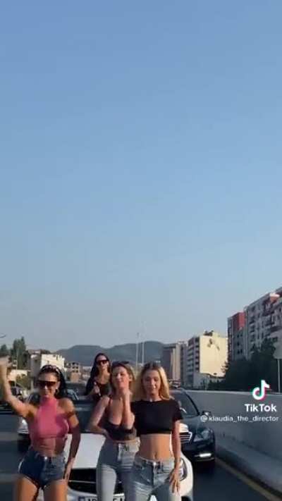 OP : u/berserker1989 in r/trashy ; "Trash people, blocking very busy street for an ugly ass tiktok"