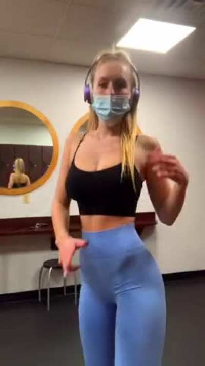 Working on her body with her friend
