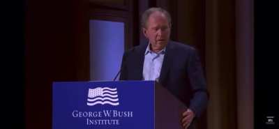 Former President George W. Bush: &ldquo;The decision of one man to launch a wholly unjustified and brutal invasion of Iraq. I mean of Ukraine.&rdquo;