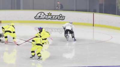 What the hell do I even do about this. This dude michigans, flips it, teleports back to his stick, then it bounces in the net.