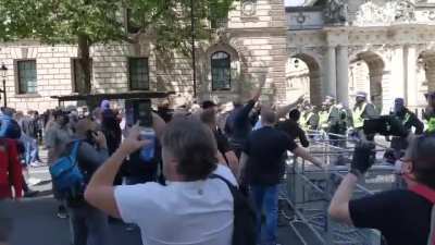 British Fascists throwing Nazi Salutes while "defending" the Cenotaph.