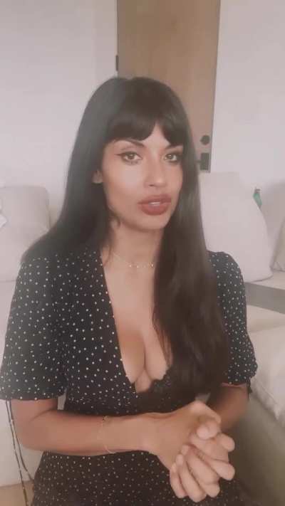 Jameela Jamil long cleavage clip