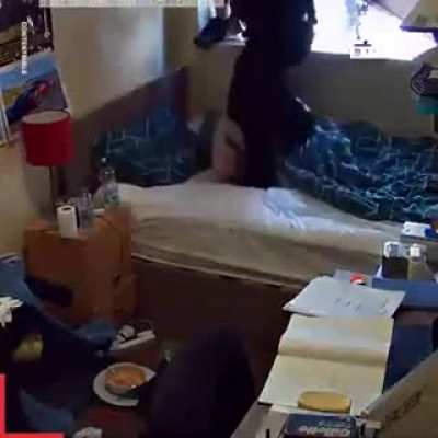 Bloke in hostel dries himself in his room&hellip;