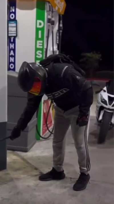 Trying to squeegee a helmet