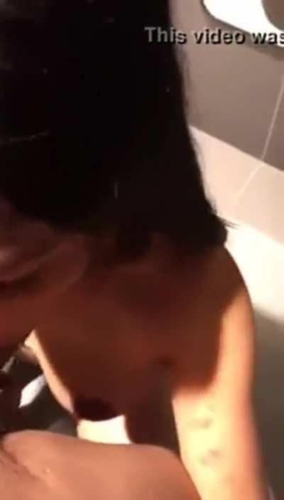 Asian in the bathroom