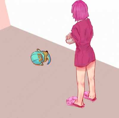Breakdancing Dino Husbando (also, look at H.P's Fuzzy Slippers)