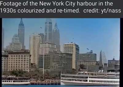 Footage of New York City Harbour, circa 1930s, colorized.