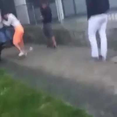 The smack heard round the world!!🌍🌍🌎Fight between European girls in skirts.