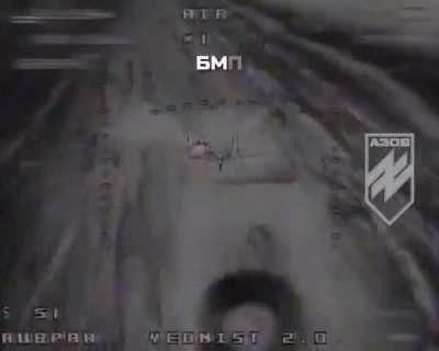 Footage by Ukrainian FPV pilots of the Ukrainian National Guard "Azov Brigade" shows them hunting Russian equipment and soldiers during the night.