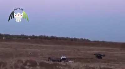 Al-Karama Brigade ATGM team targets a fortified SAA position with the Chinese HJ-8 "Red Arrow" in Al-Shaykh Maskin - 9/15/2013