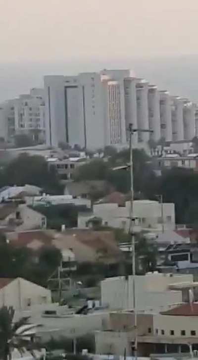 Footage of several rockets directly impacting Ashkelon, Israel as Iron Dome failed to intercept them