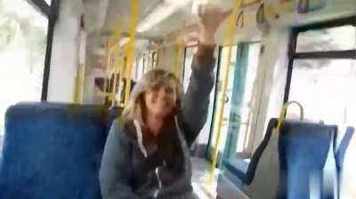 Blonde masturbating in public Bus