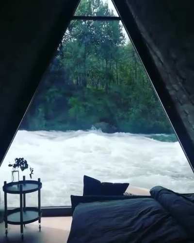 Oddly satisfying cabin by the river (crosspost from r/nextfuckinglevel)