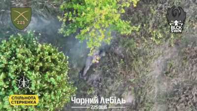 Ukrainian drone drops grenades on Russian soldier until he pulls pin on his own grenade in Kursk region, Russia. 