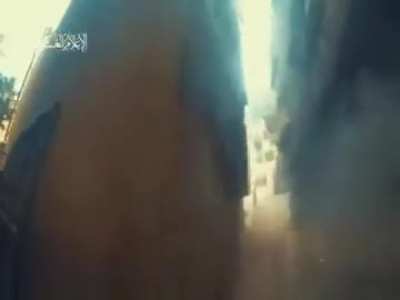 HAMAS Militant places explosives on Merkava Tank in combat (1:31) also includes urban combat