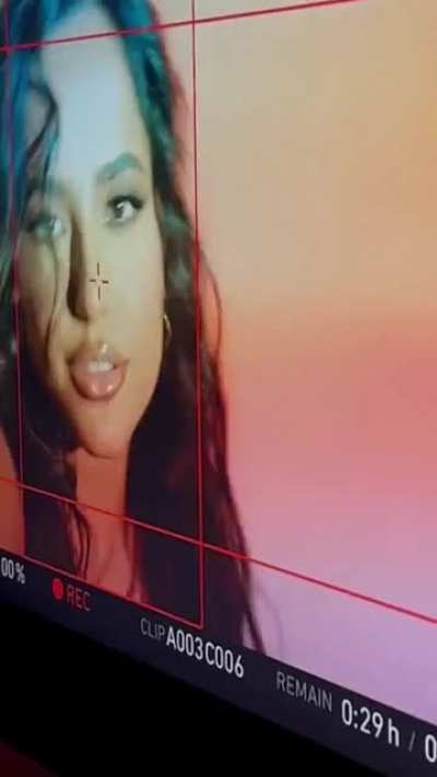 Becky behind the scenes for the "Buen Dia" visuals