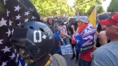 Proud boys and MAGA clash with protesters in Portland
