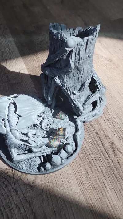 Just got our sample dice tower, united at last with our custom dice set!