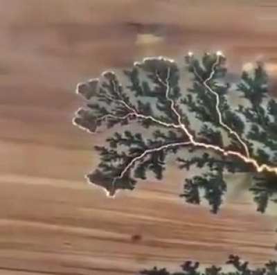 Electricity flowing through a wet wood