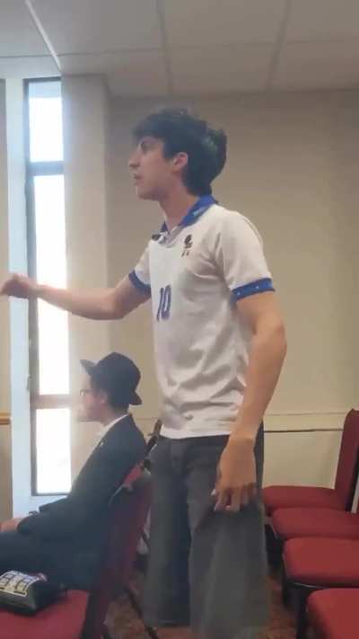 ‘My grandmother told me about the Holocaust and about never again. This isn’t never again’. An activist protests at Rutgers University after they invited an Israeli soldier.