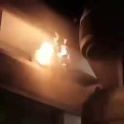 People creating a floating ball of fire !!!