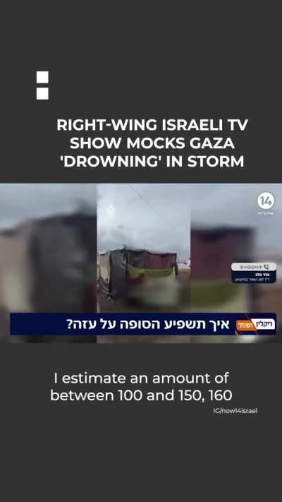 A broadcast on Israel&rsquo;s right-wing Channel 14 openly celebrated a severe winter storm that&rsquo;s hitting Gaza, with participants expressing hope that flooding would &lsquo;drown&rsquo; the territory and even voicing indifference to whether &lsquo;any people&rsquo; survive.