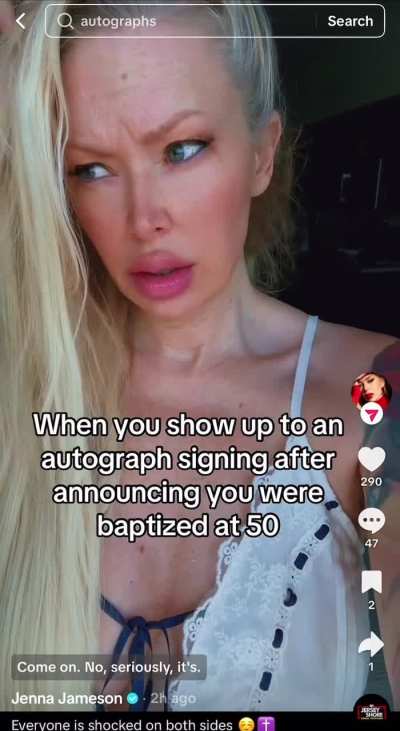 Jenna you aren&rsquo;t showing up to any signings. No one cares that you were baptized. Also, her lips look painful.
