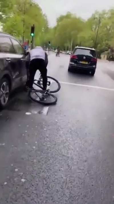 Car nearly smashed his leg