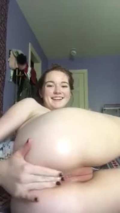 Trying out three fingers up her ass